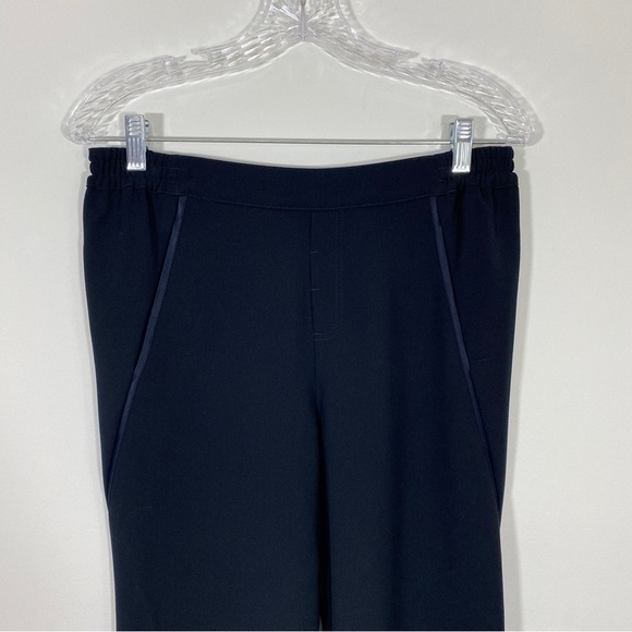 Vince‎ Medium Navy Blue Pull On Satin Troused Piped Wrap Seams Career - Picture 3 of 11